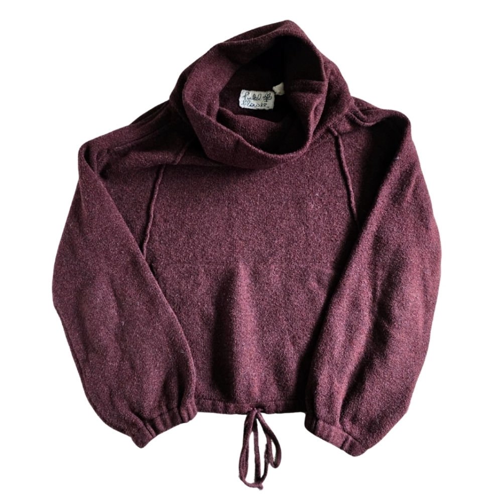 Anthropologie Field Flower Maroon Cowl Neck Kangaroo Pocket Sweater XS